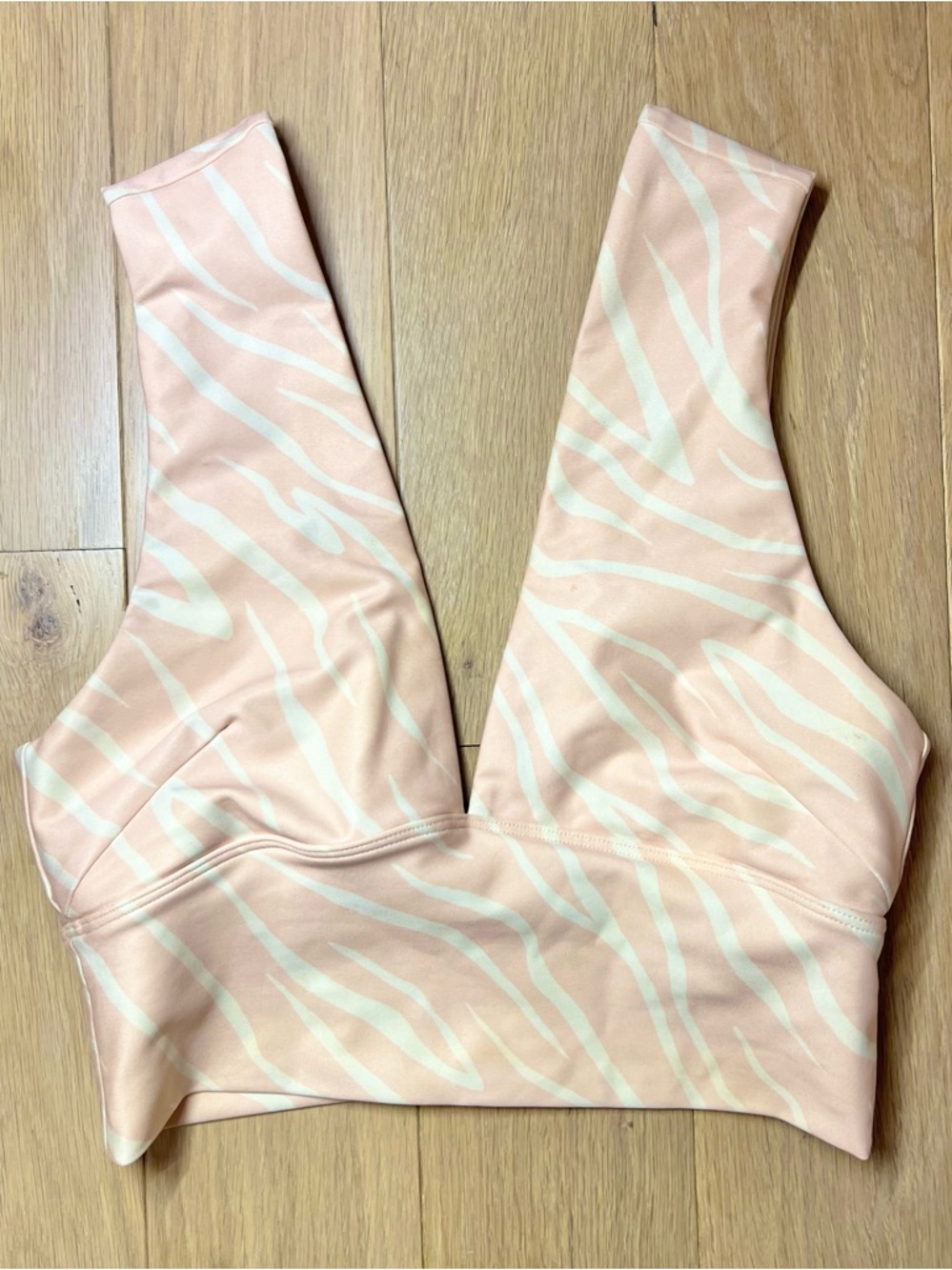 Carbon 38 Yoga Deep V Crop Top Sports Bra Tank Top Zebra-Print Small